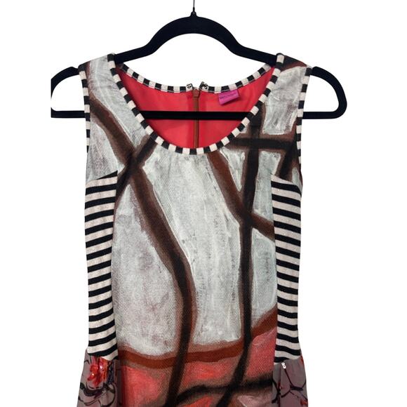 Save the Queen Dress Womens Small Floral Striped Sleeveless Mini Shift Pink Y2K - Picture 3 of 8